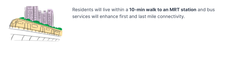 Residents will live within a 10-min walk to an MRT station